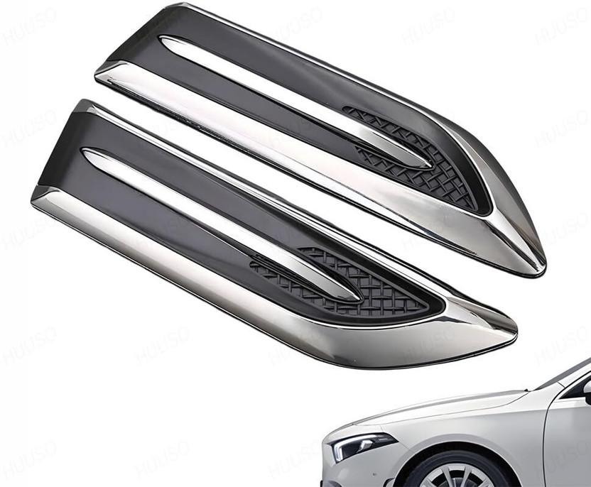 LAVITRA Car Decorative Air Flow Duct Racing Side Vent Air Flow Chrome Plated Sticker Side Scoop