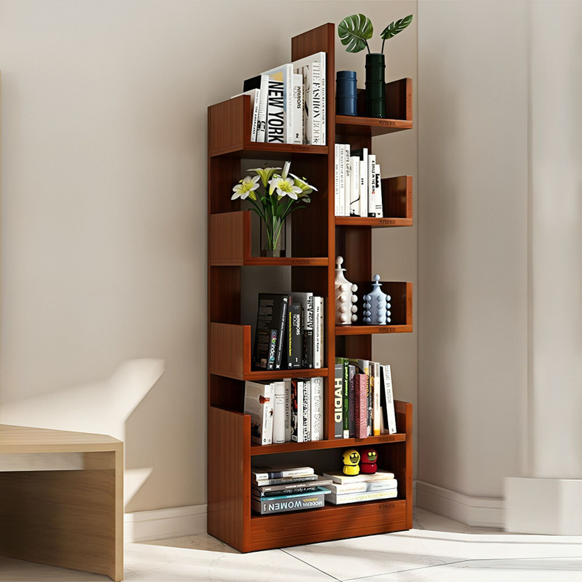 COROID Wooden Large 8-Tier Open Bookshelf Rack Showcase Organizer for Living Study Room Engineered Wood Close Book Shelf(Finish Color - Brown, DIY(Do-It-Yourself))