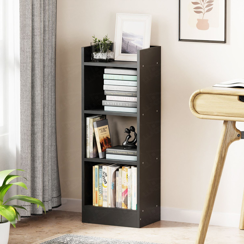 LUKZER 3 Layer Multipurpose Rack Bookcase Organizer Stand (MR-010) Engineered Wood Open Book Shelf(Finish Color - Black, DIY(Do-It-Yourself))