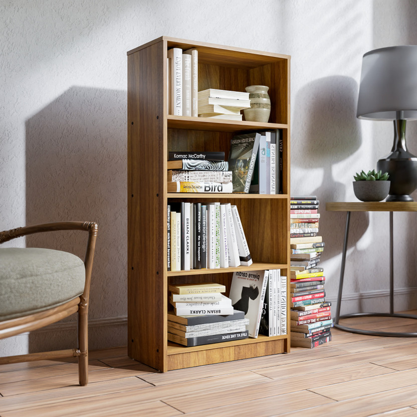 NEUDOT HUNTER Engineered Wood Open Book Shelf(Finish Color - TEAK, Knock Down)