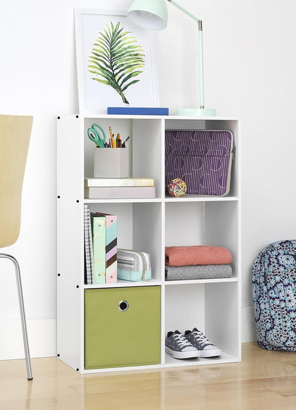 Flipkart Perfect Homes 6-Cube Open Storage Organizer 60x24x90cm Showcase for Living Room Engineered Wood Open Book Shelf(Finish Color - White, DIY(Do-It-Yourself))