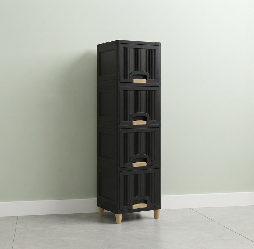 Surety for Safety Plastic Multipurpose Storage Cabinet for Home Plastic Free Standing Cabinet(Finish Color - Black, DIY(Do-It-Yourself))
