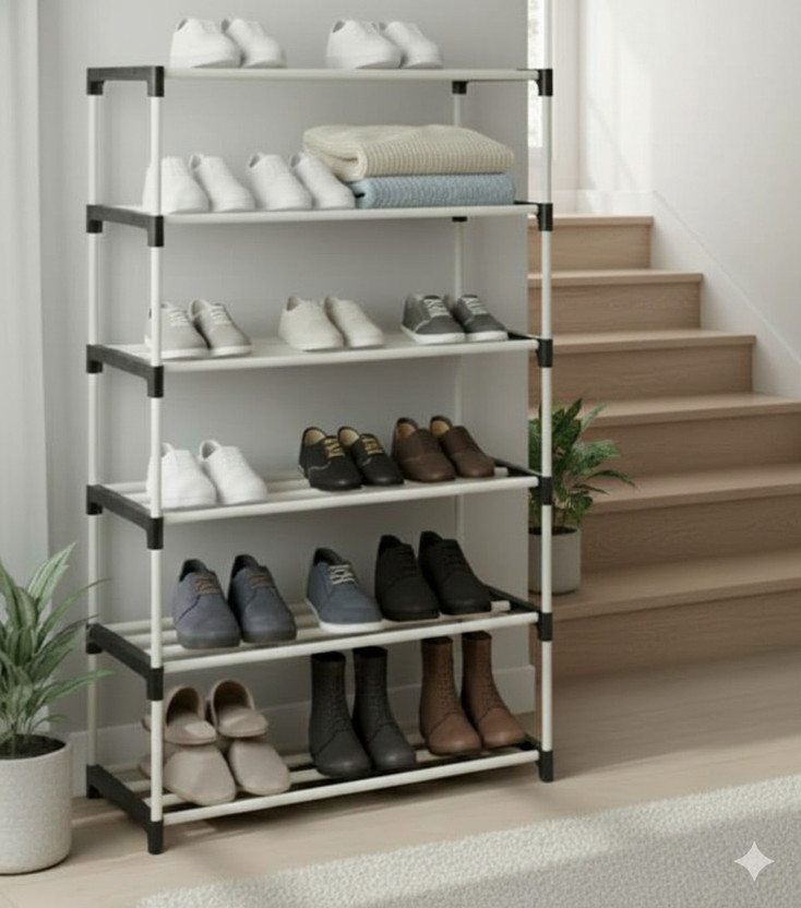 Sanam Sanam Store Multipurposar Storage Rack 6 Row Metal Open Book Shelf(Finish Color - Black1, DIY(Do-It-Yourself)) - Flipkart Deal