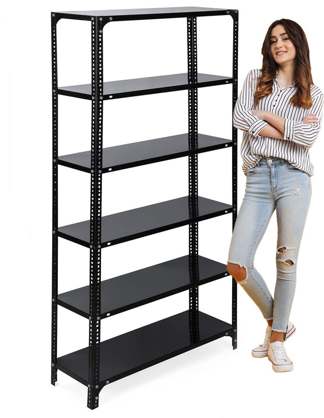 Flipkart SmartBuy Slotted Angle CRC Sheet 6 Shelves Multipurpose Storage 12"X35"X72" Luggage Rack Metal Open Book Shelf(Finish Color - GLOSSY, DIY(Do-It-Yourself))