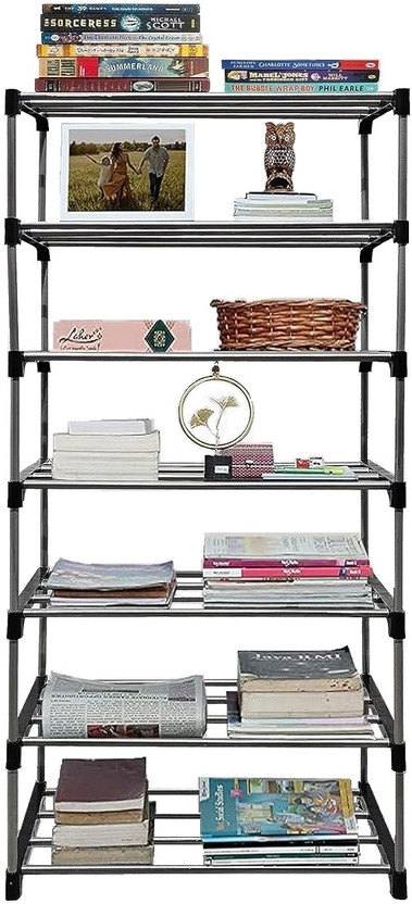 EXPOSURE BOOK SHELF 7 LAYER COLLAPSIBLE Metal Open Book Shelf(Finish Color - GREYISH BLACK, DIY(Do-It-Yourself))