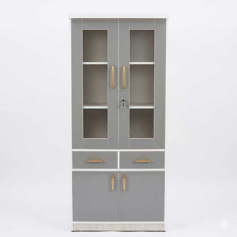 Raika Furniture Book Shelf Gray Engineered Wood Close Book Shelf(Finish Color - Grey, Knock Down)