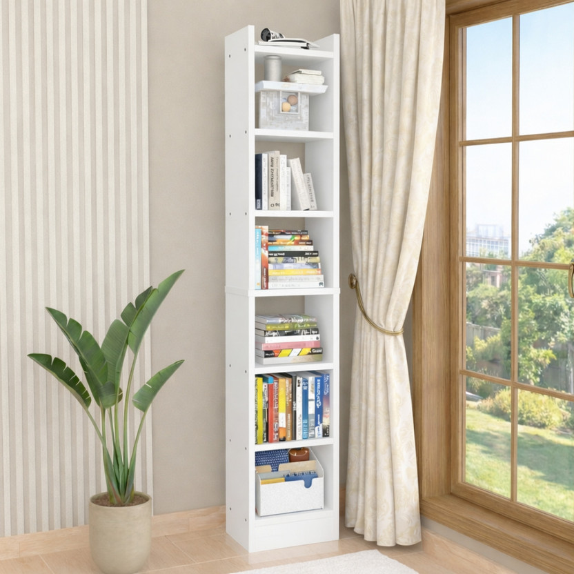 neuspace Eiffel 6 Layer Engineered Wood Open Book Shelf(Finish Color - White, DIY(Do-It-Yourself))