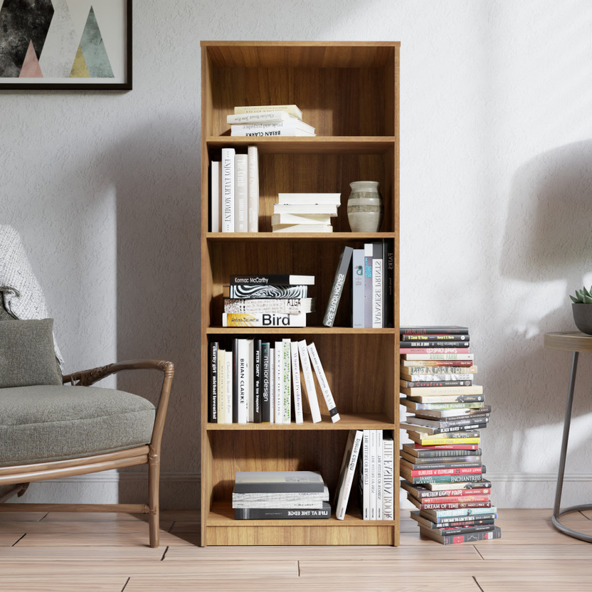 NEUDOT BRAVO Engineered Wood Open Book Shelf(Finish Color - TEAK, Knock Down)