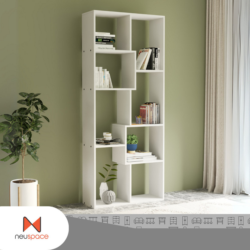 neuspace Sigma Engineered Wood Open Book Shelf(Finish Color - Frosty White, Knock Down)