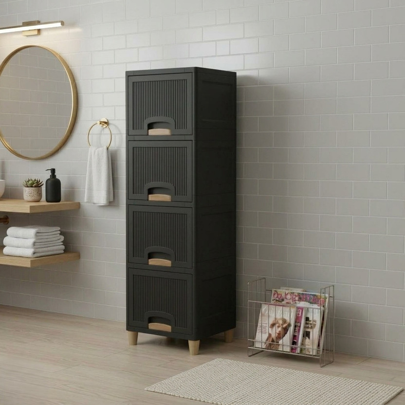 GROTHEORY Space Efficient Multi-Layer Storage Cabinet for Home Plastic Close Book Shelf(Finish Color - Grey, DIY(Do-It-Yourself))