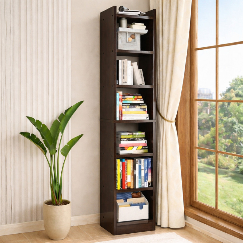 neuspace Eiffel 6 Layer Engineered Wood Open Book Shelf(Finish Color - Wenge, Knock Down)