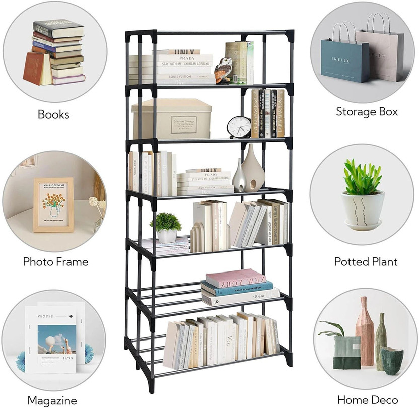 Philoshop BOOKCASES Metal Open Book Shelf(Finish Color - INK-BLACK, DIY(Do-It-Yourself))