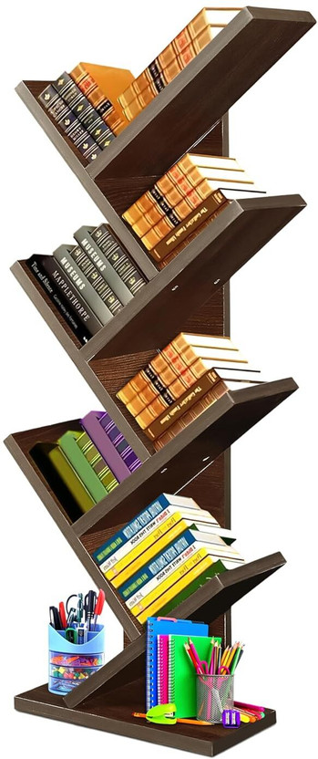 sbf furniture 7-Tier Book Rack, Storage of Book case, Free-Standing Books Holder Engineered Wood Open Book Shelf(Finish Color - BROWN, DIY(Do-It-Yourself))
