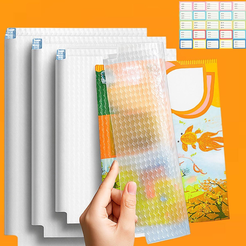 JILOX Transparent Paper Sticker Book Cover Film Book Binding Cover (3sizes of 10each) Pure Linen Acid Free Canvas Pad (Set of 30)(Transparent)