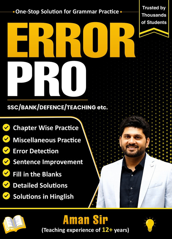 Error Pro by Aman sir |Grammar Practice Book | Useful For SSC EXAMS | BANK | DEFENCE | TEACHING | Competitive Exams | English Practice Book |Best book of English| English for competitive exams| Aman Sir(Paperback, Aman Sir)