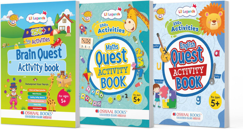 Lil Lil Legends Brain, Maths and English Quest Activity Book Set for Kids | Set of 3 Books | 750+ Exercises | Tracing, Logical Thinking and Language Skills | Age 5+ Years(English, Paperback, unknown) - Flipkart Deal