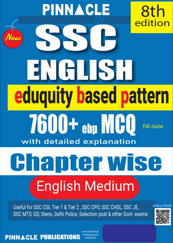 SSC English 7600+ ebp MCQ book 2026 | eduquity based pattern | chapter wise with detailed explanation | 8th edition | english medium(Paperback, Pinnacle Publications)