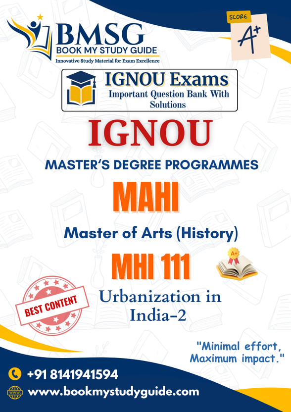IGNOU MHI 111 Urbanization in India-II for MAHI (MA History) Exam Guide | IGNOU Important Question Bank with Solutions Hindi Edition(Paperback, Book My Study Guide)