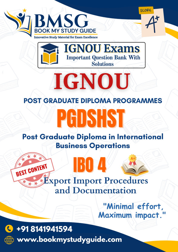 IBO 4 Export Import Procedures and Documentation IGNOU PGDIBO Important Questions with Solutions Guide Hindi Edition(Paperback, Book My Study Guide)