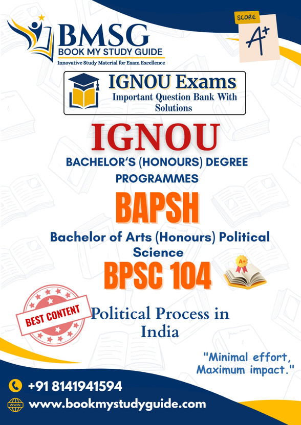 BPSC 104 Political Process in India IGNOU BAPSH Book | Important Questions With Solutions for Exam Preparation Hindi Edition(Paperback, Book My Study Guide)