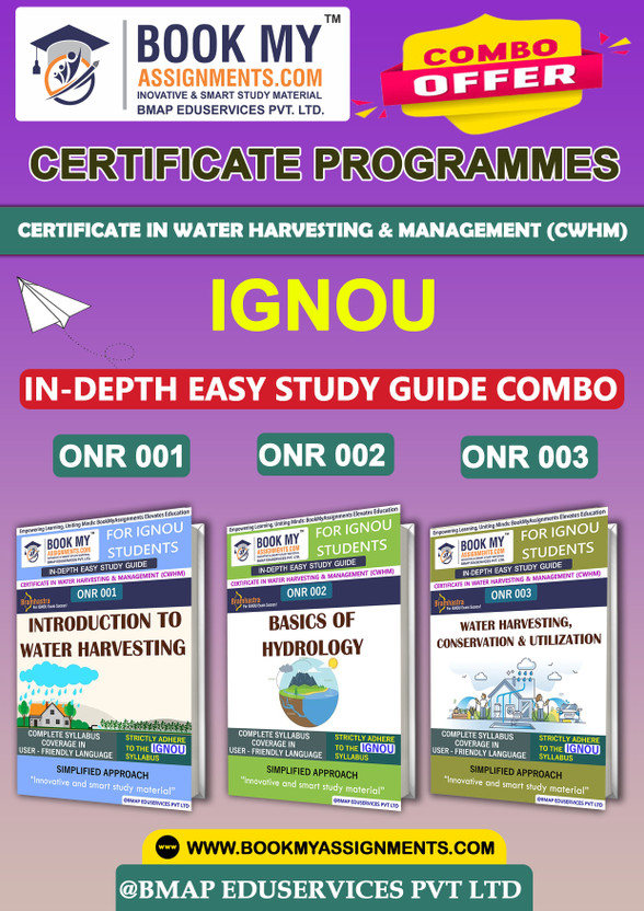 IGNOU ONR001 ONR002 ONR003 In Depth Guide For Ignou Student Certificate in Water Harvesting & Management (CWHM)(Paperback, BMA Publication)