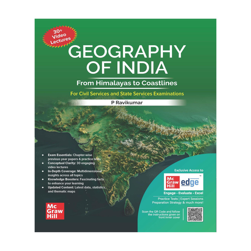 Geography Geography of India (English) by P Ravikumar for UPSC CSE 2026 Exclusive access to McGraw Hill edge online platform: Conceptual Videos, PYQs, Practice Questions, Mnemonics, Tips for Preparation etc(English, Paperback, Ravikumar P) - Flipkart Deal