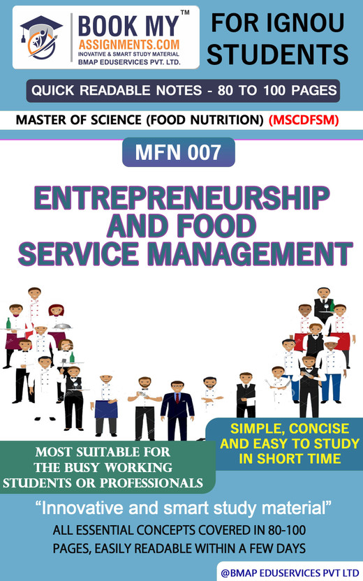 IGNOU MFN 7 MFNL 7 Entrepreneurship and Food Service Management Study Material For IGNOU Students Latest Edition Conquer Complex Concepts(Paperback, BMA Publication)