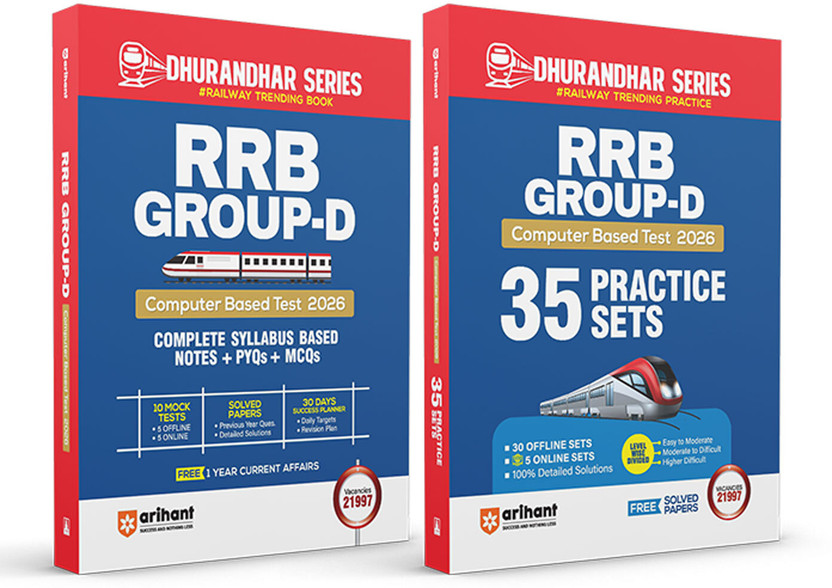 Arihant Arihant RRB Group-D Computer Based Test (CBT) 2026 Combo | Dhurandhar Series | Theory Notes + Previous Year Questions + 35 Practice Sets | 10 Mock Tests | Railway Group D Latest Pattern Book | English Medium(Paperback, Varun Bali , Devesh Sonkar , Ameebh Ranjan , Tamanna , Kanika, Nisha) - Flipkart Deal