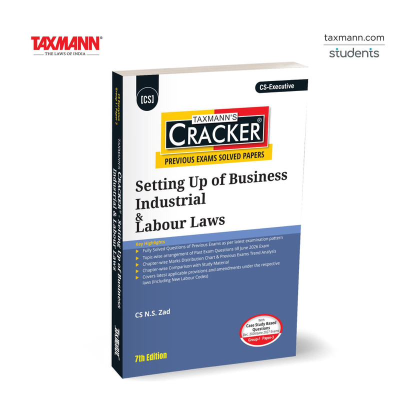 Flipkart Taxmann's CRACKER for Setting Up of Business Industrial & Labour Laws (Paper 3 | SUBIL) – Fully Solved—ICSI-Pattern Question Bank for CS-Executive | Dec. 2026/June 2027 Exams(Paperback, CS N.S. Zad) - Flipkart Deal