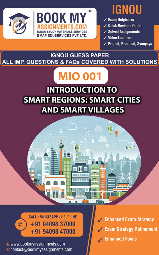 IGNOU MIO 001 Introduction to Smart Regions: Smart Cities and Smart Villages | Guess Paper| Important Question Answer | Certificate in Smart City Development and Management (CSCDM)(Paperback, BMA Publication)