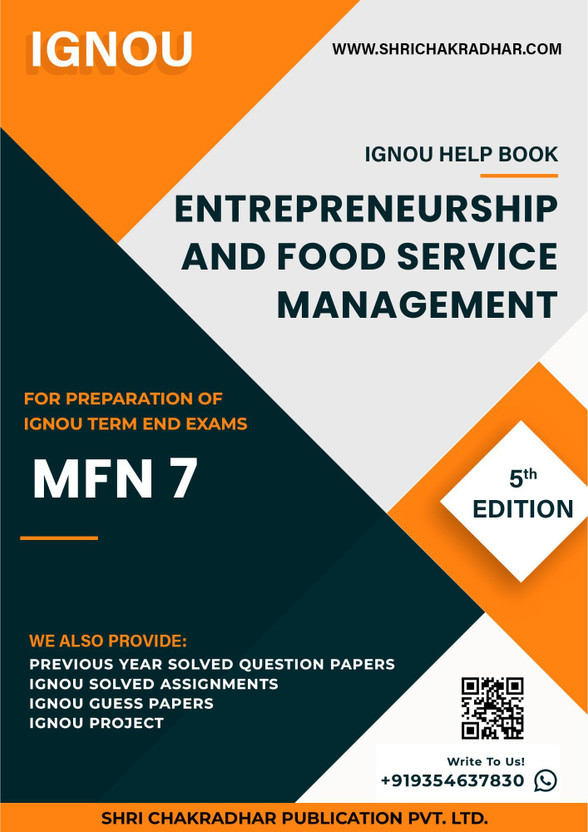 MFN MFN 7: Entrepreneurship and Food Service Management - IGNOU Study Material & Guide Book with Latest Solved PYQs for IGNOU's Exam Preparation.(Staple Bound, Shri Chakradhar Publication) - Flipkart Deal