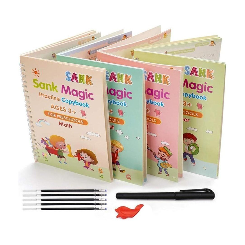 AARUKCREATION Sank Magic Practice Copybook Child kids Learning book (4 BOOK + 10 REFILL)