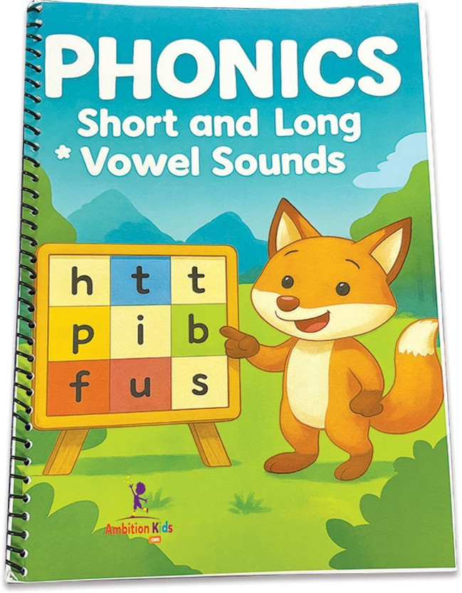 Ambition Kids Phonics Short and Long Vowel Sounds Workbook for Kids | Tracing, Reading & Matching Activities | Early Learning Practice Book for Ages 3 to 6 Years | Reading & Writing Skills [Spiral-bound] [Aug 31, 2025] Ambition Kids(Spiral Binding, Ambition Kids)