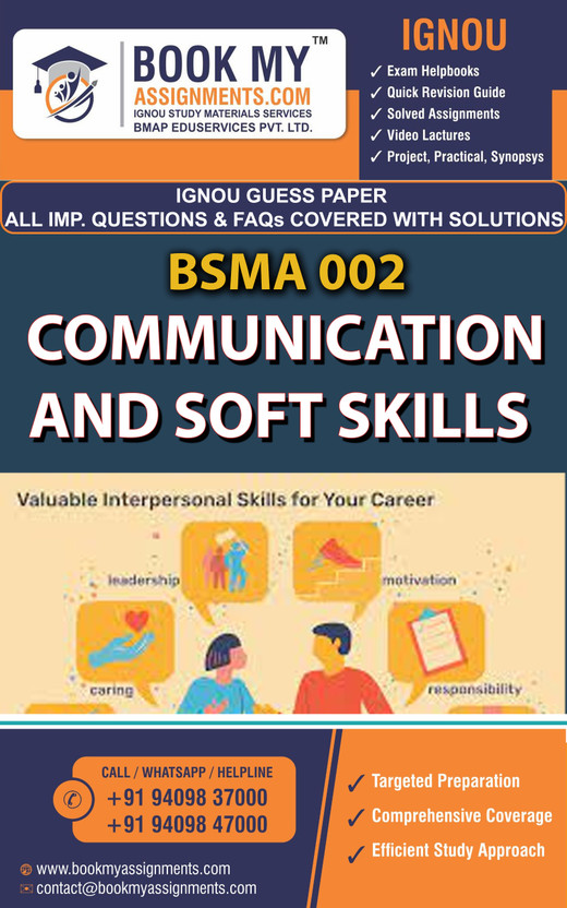 IGNOU BSMA 002 Communication and Soft Skills | Guess Paper | Important Question Answer | BBASM(Paperback, BMA Publication)