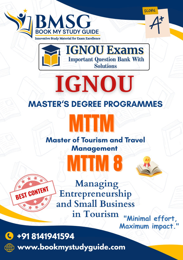 "MTTM 8 Managing Entrepreneurship and Small Business in Tourism IGNOU Master of Tourism and Travel Management Important Questions English Edition"(Paperback, Book My Study Guide)
