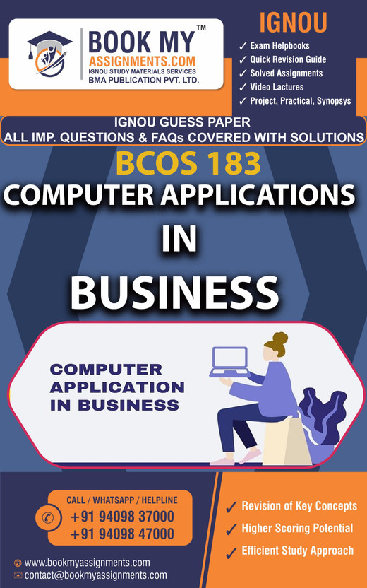 IGNOU BCOS-183 Computer Applications in Business | Guess Paper| Important Question Answer | Bachelor of Arts (Vocational Studies) Tourism Management (BAVTM) SKILL ENHANCEMNET (SEC) COURSES(Paperback, BMA Publication)