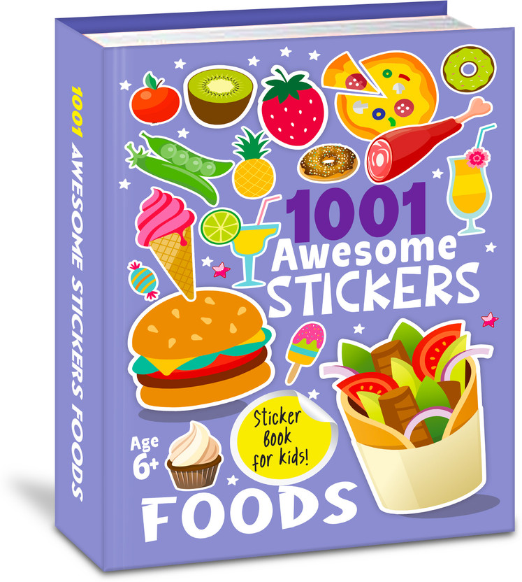 1001 Early Learning Coloring Fun Food Stickers Brain Booster Educational Activity Book for Kids - Ages 3+ Years(Perfect Binding, Hellofriend Books)