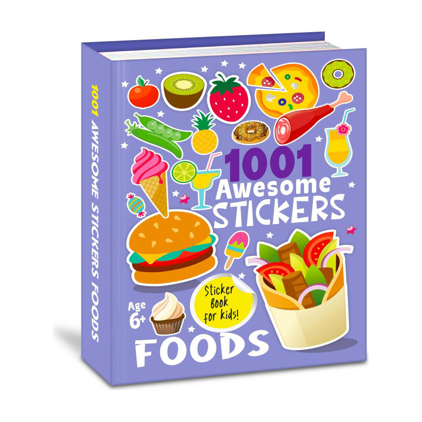 1001 Early Learning Coloring Fun Food Stickers Brain Booster Educational Activity Book for Kids - Ages 3+ Years(Perfect Binding, Hellofriend Books)