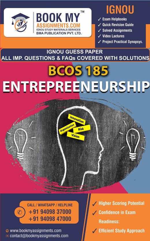 IGNOU BCOS185 Entrepreneurship GUESS PAPER Study Material For IGNOU Students Latest Edition(Paperback, BMA Publication)
