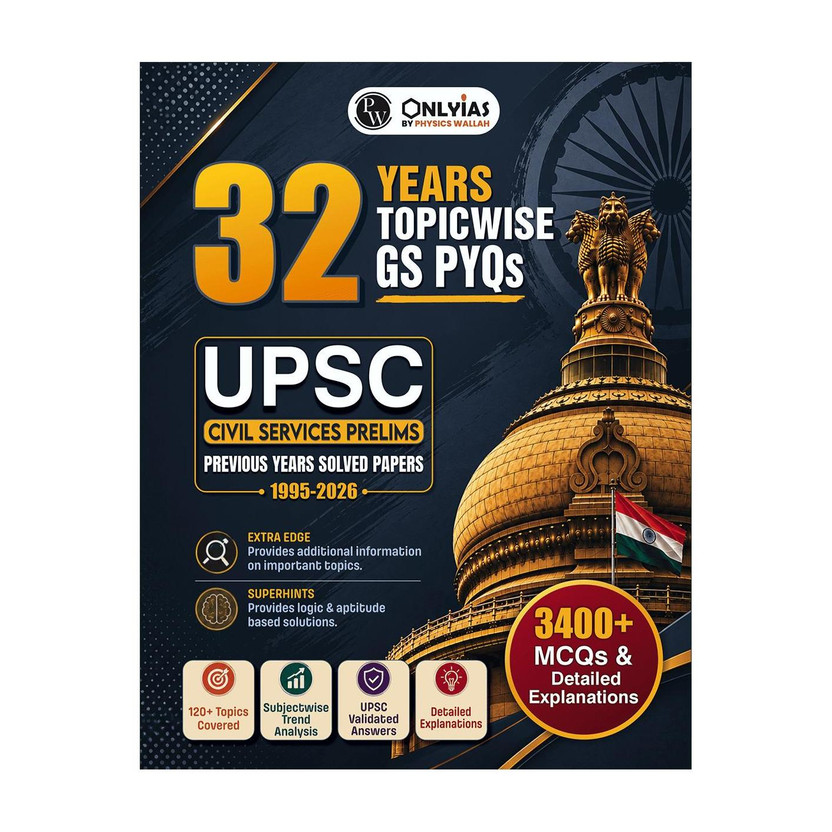 PWOnlyIAS UPSC Prelims Previous Year Solved Papers 32 Years Topicwise GS PYQs (2026–1995)(Paperback, PW)