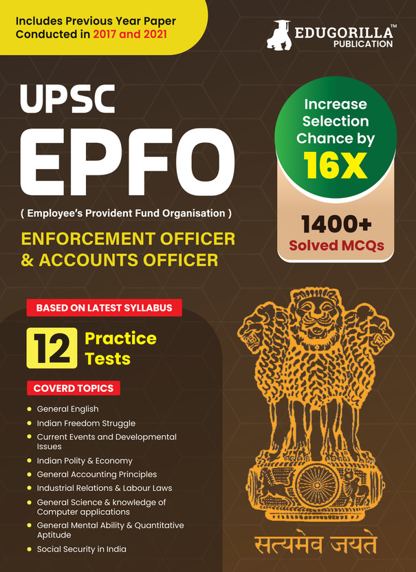 Upsc Epfo Enforcement Officer | Account Officer Recruitment Exam  - 2024 (English Edition) - 10 Mock Tests and 2 Previous Year Papers with Details Solutions with Free Access To Online Tests(English, Paperback, Edugorilla Prep Experts)
