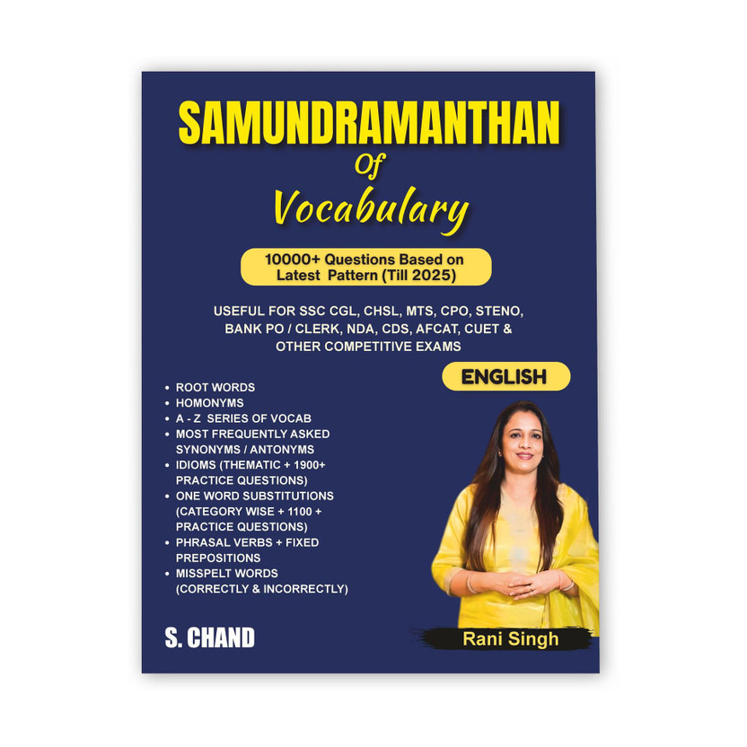 Samundramanthan of Vocabulary (Vocab) Book 2025 - 2026 for All Competitive Exams SSC CGL CHSL MTS CPO STENO, Banking Exam, Bank PO/ Clerk, NDA, CDS, AFCAT, CUET, CLAT, CAT, MBA, UPSC | 10000+ Questions | Samundra Manthan By Rani Singh Mam | English Grammar | Root Words, Idioms and Phrases, One Word 