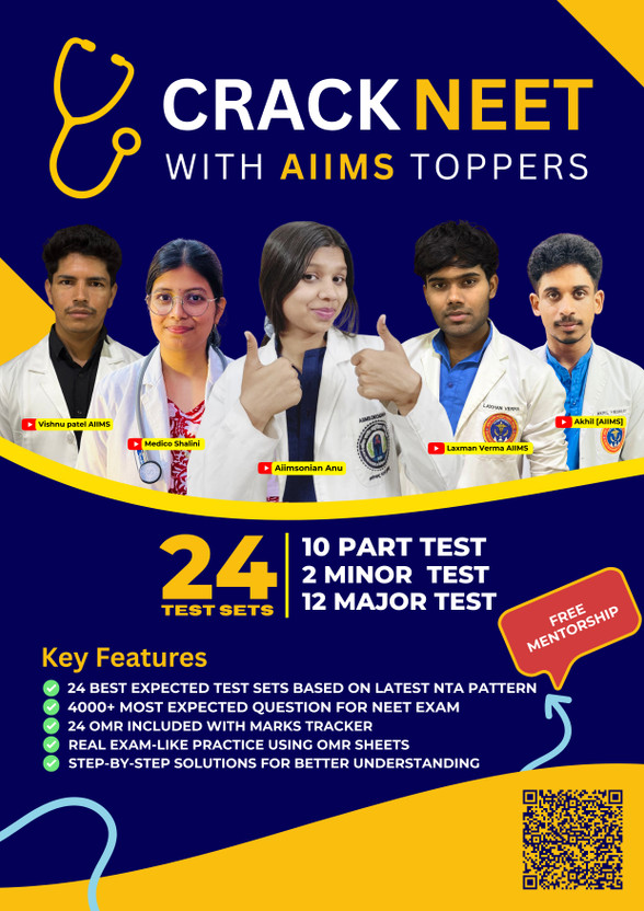 Crack NEET with AIIMS Toppers  - Crack NEET Test Series 2026 | 24 Mock Tests (10 Part Tests + 2 Minor + 12 Major Tests) | OMR Based Practice Papers | 4000+ Expected Questions | With Detailed Solutions & Free Mentorship(Paperback, Dharmendra Singh, Pooja Yadav, Aditi Sharma)