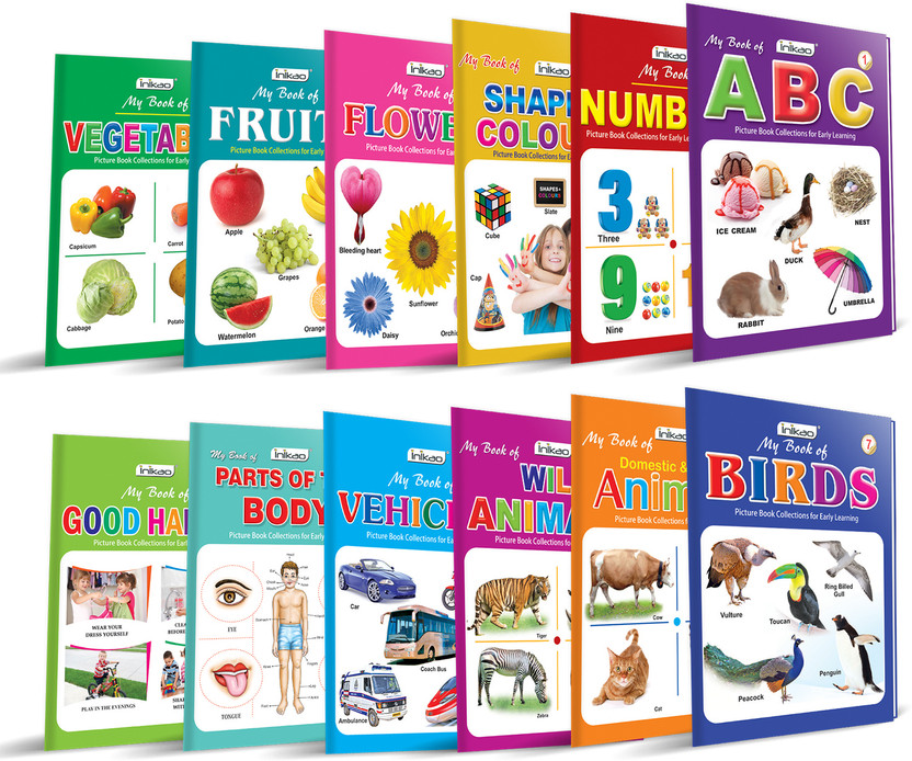 Picture Books Collection for Early Learning  - Books for Kids Age 3+ (My Book of ABC, My Book of Numbers, My Book of Colours & Shapes, My Book of Flowers, My Book of Fruits, My Book of Vegetable, My Books of Birds, My Book of Domestic animals, My Book of Wild Animals, My Book of Tables, My Book of R