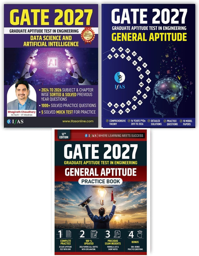 GATE Data Science And Artificial Intelligence  - GATE General Aptitude 2027 | Topic-Wise Solved PYQs (2024–2026), 1000+ Practice Questions & Mock Tests | Best Book for GATE 2027 Data Science, Artificial Intelligence & Aptitude Preparation | IFAS(Paperback, IFAS Publications)