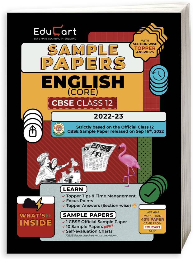 Educart cbse class 12 english core sample paper 2022 with exclusive