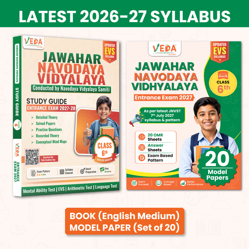 Veda Veda Academy Jawahar Navodaya Vidyalaya (JNV) Class 6 Entrance Exam 2027 | Study Guide + 20 Model Papers + 20 OMR Answer Sheets | English Medium(Paperback, Dr. Ratnesh Tiwari) - Flipkart Deal