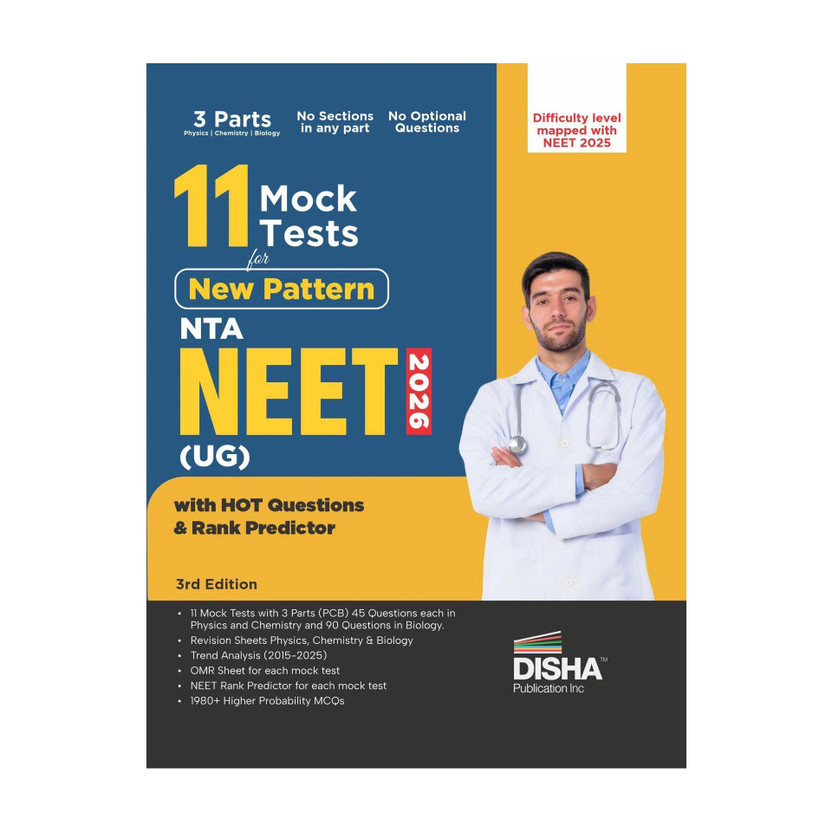 Disha 11 Mock Test Series for New Pattern NTA NEET (UG) 2026 with HOT Questions & Rank Predictor 3rd Edition Physics, Chemistry, Biology New Syllabus Test Series 100% Solutions(Paperback, Disha Experts)