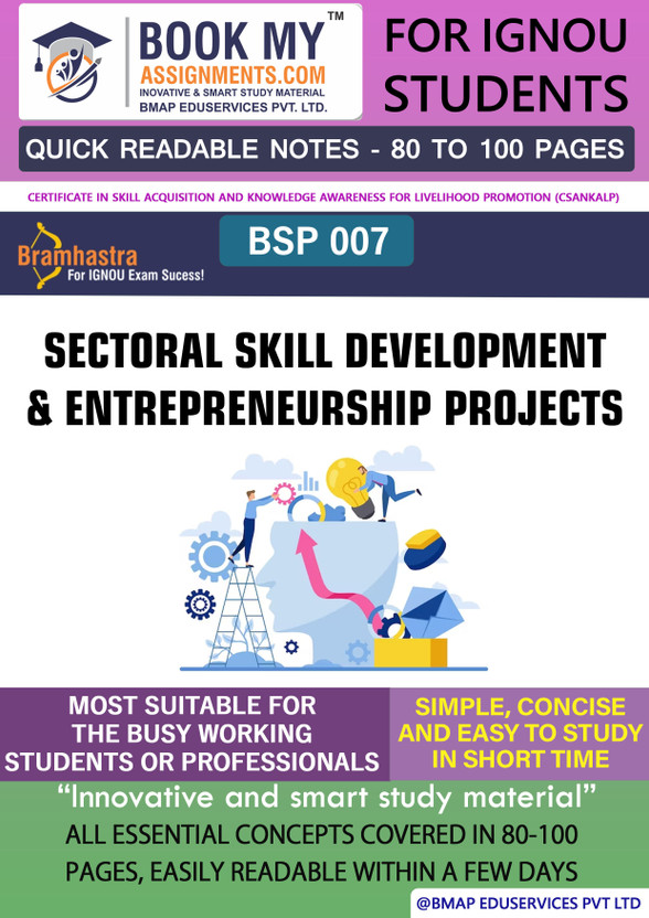 IGNOU BSP 007 Sectoral Skill Development and Entrepreneurship Projects Study Material For IGNOU Students Latest Edition Streamline Your Studies(Paperback, BMA Publication)