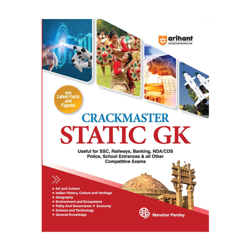 Crackmaster Static GK | Art & Culture, History, Geography, Environment, Polity, Economy, Science & Tech | Latest Facts & Figures | For SSC, Railways, Banking, NDA/CDS, Police, School Admission & All Competitive Exams(English, Paperback, Pandey Manohar)